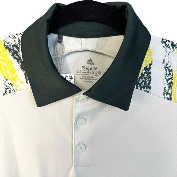 NWT Adidas Printed Colorblock Polo Golf Shirt Mint Green - Picture 8 of 13